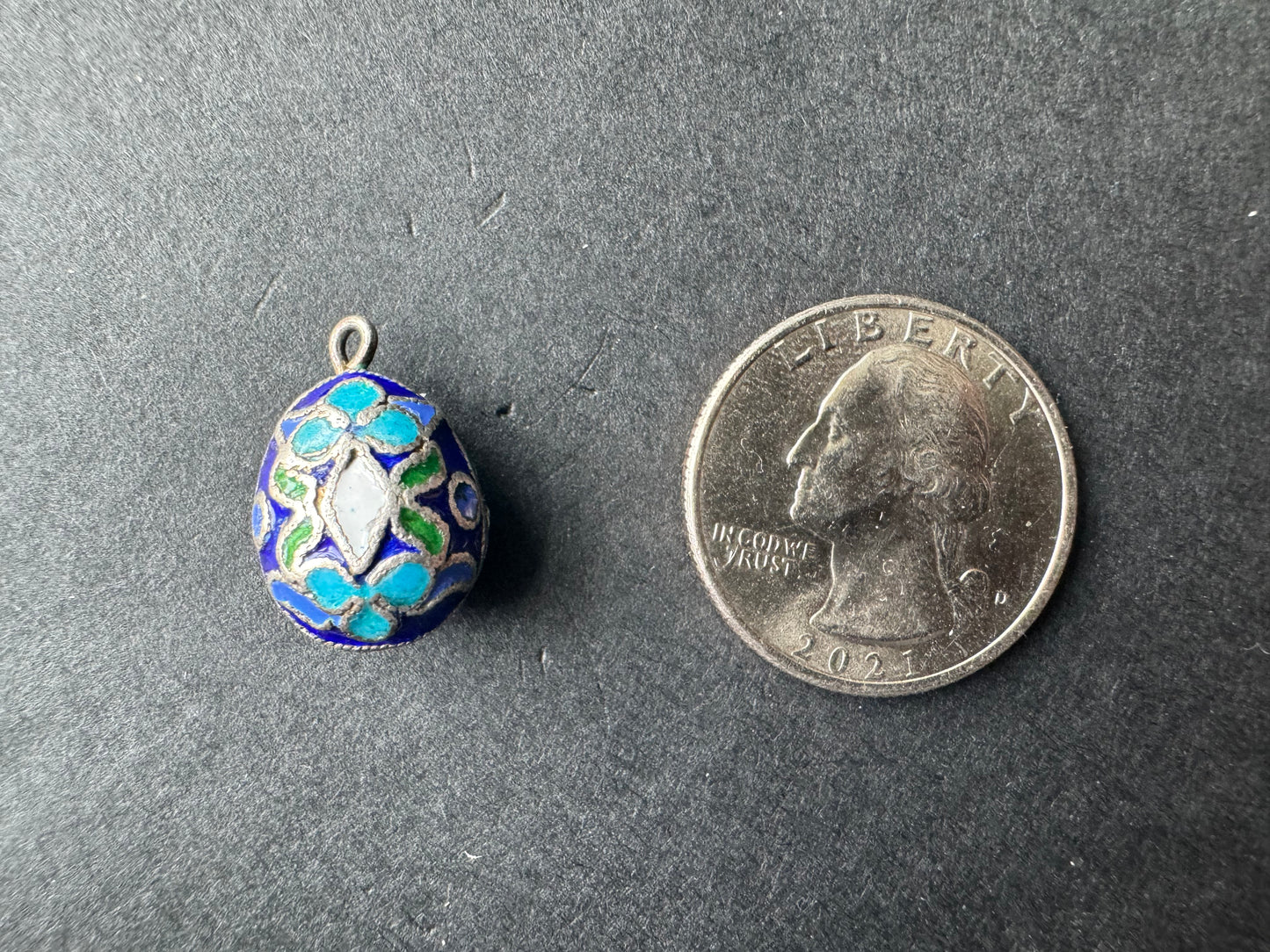 Sterling and Enamel Decorated Egg Charm