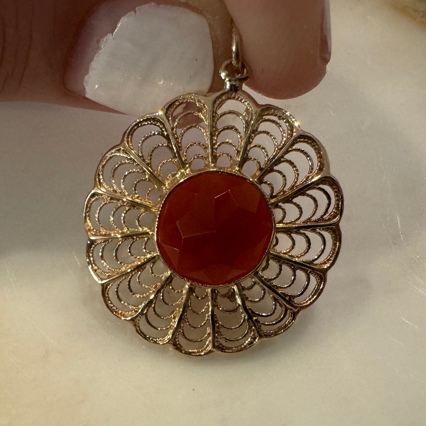 Dutch 14k Gold Carnelian Pendant