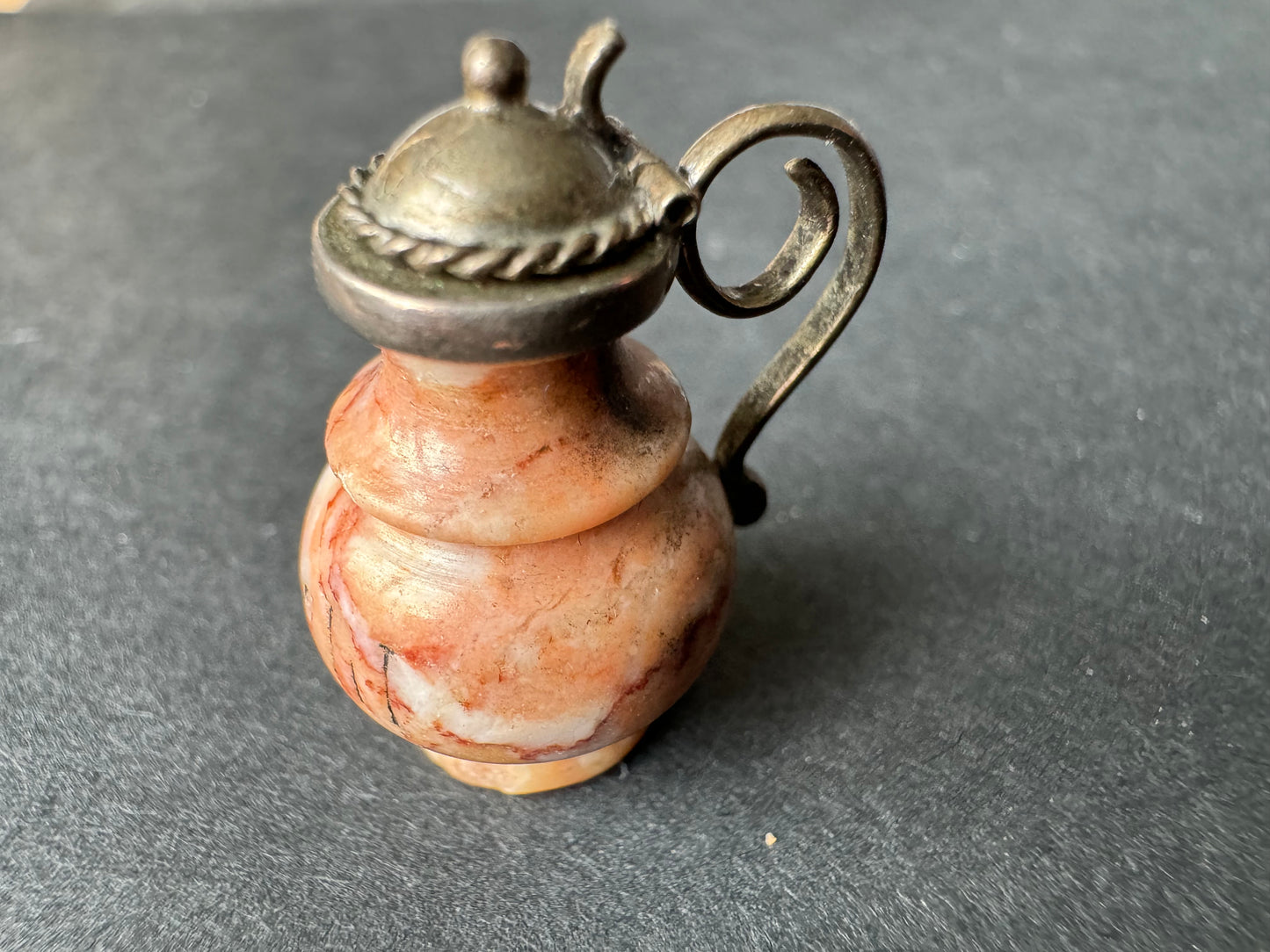 Hand Carved French Ewer Charm with Sterling Details