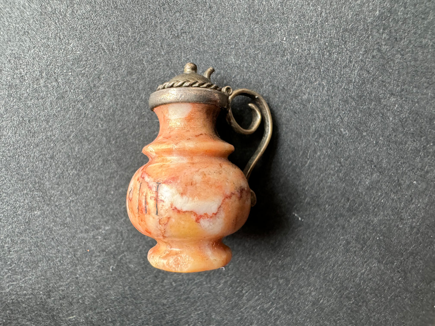 Hand Carved French Ewer Charm with Sterling Details