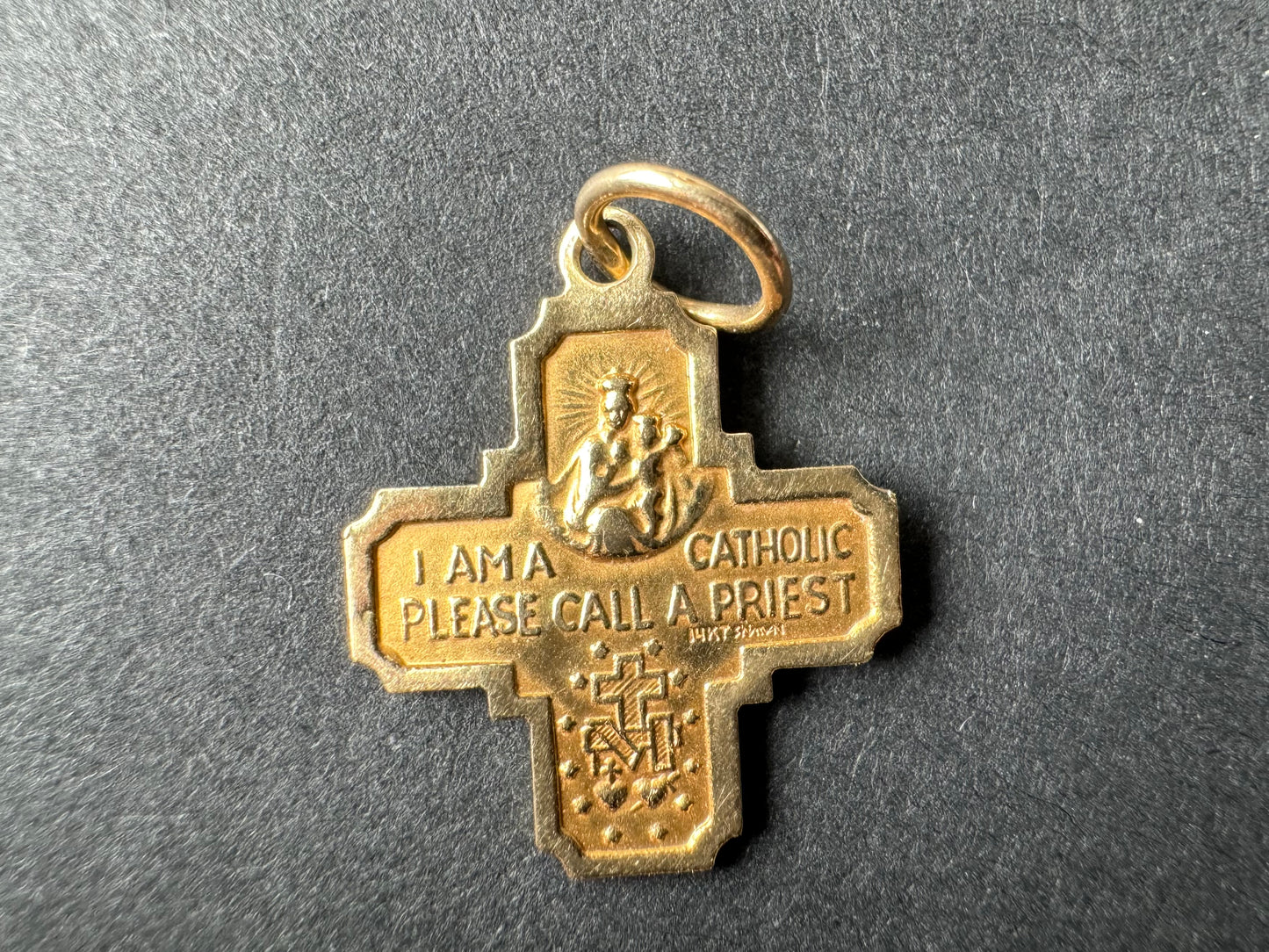 Gold Catholic 4-Way Cross Charm