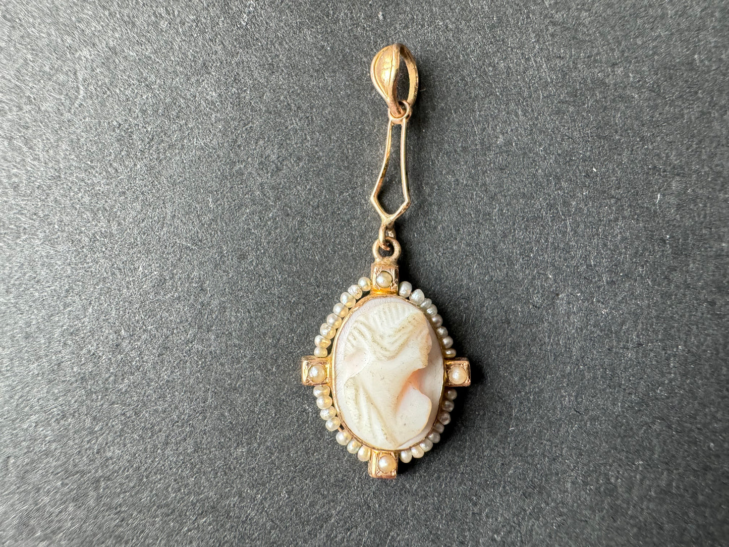 Seed Pearl Cameo Pendant