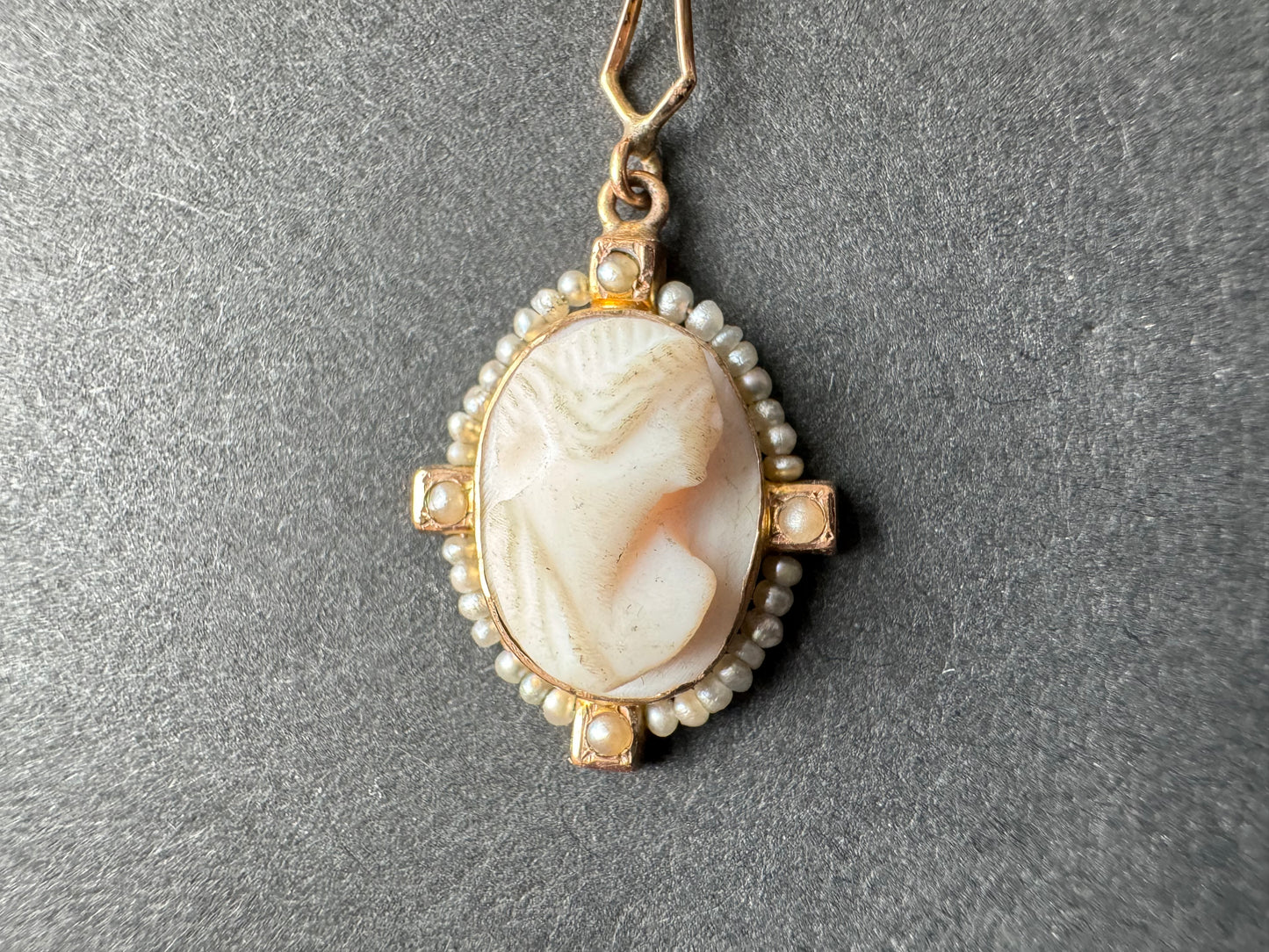 Seed Pearl Cameo Pendant