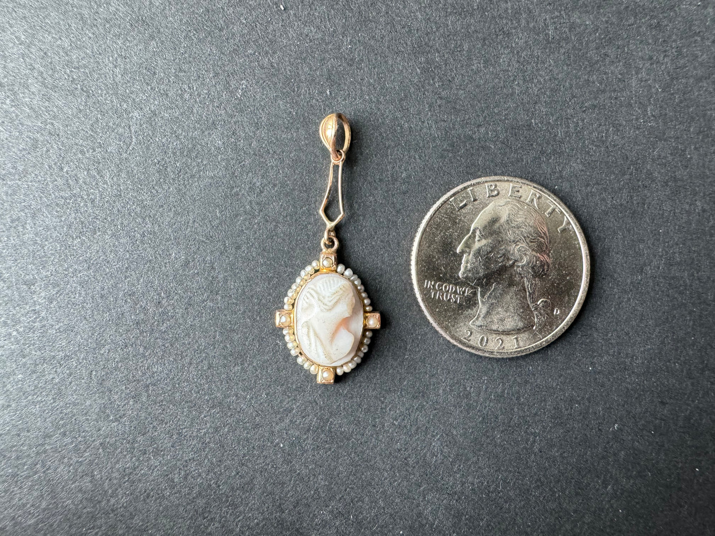 Seed Pearl Cameo Pendant