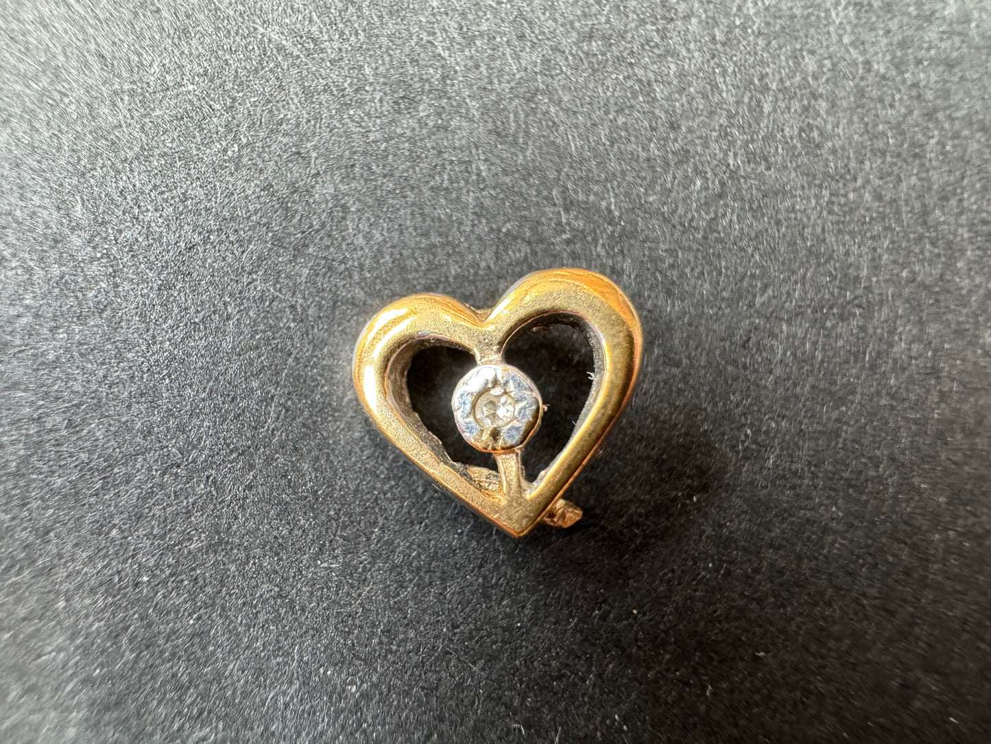 Gold Open Heart with Diamond Tiny Charm