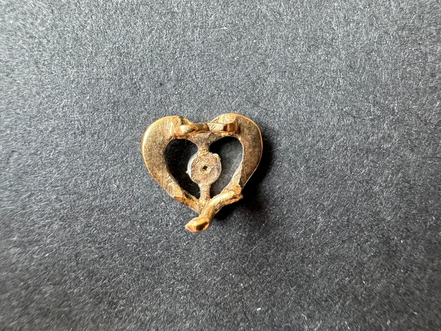 Gold Open Heart with Diamond Tiny Charm