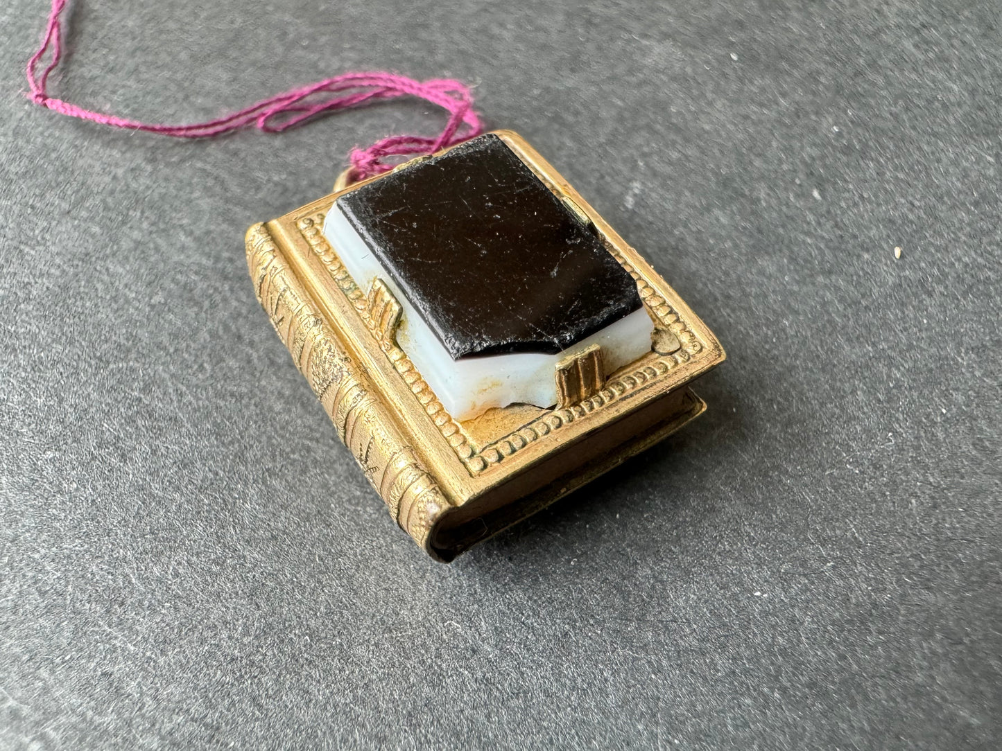 Striped Agate and Onyx Book Locket Charm