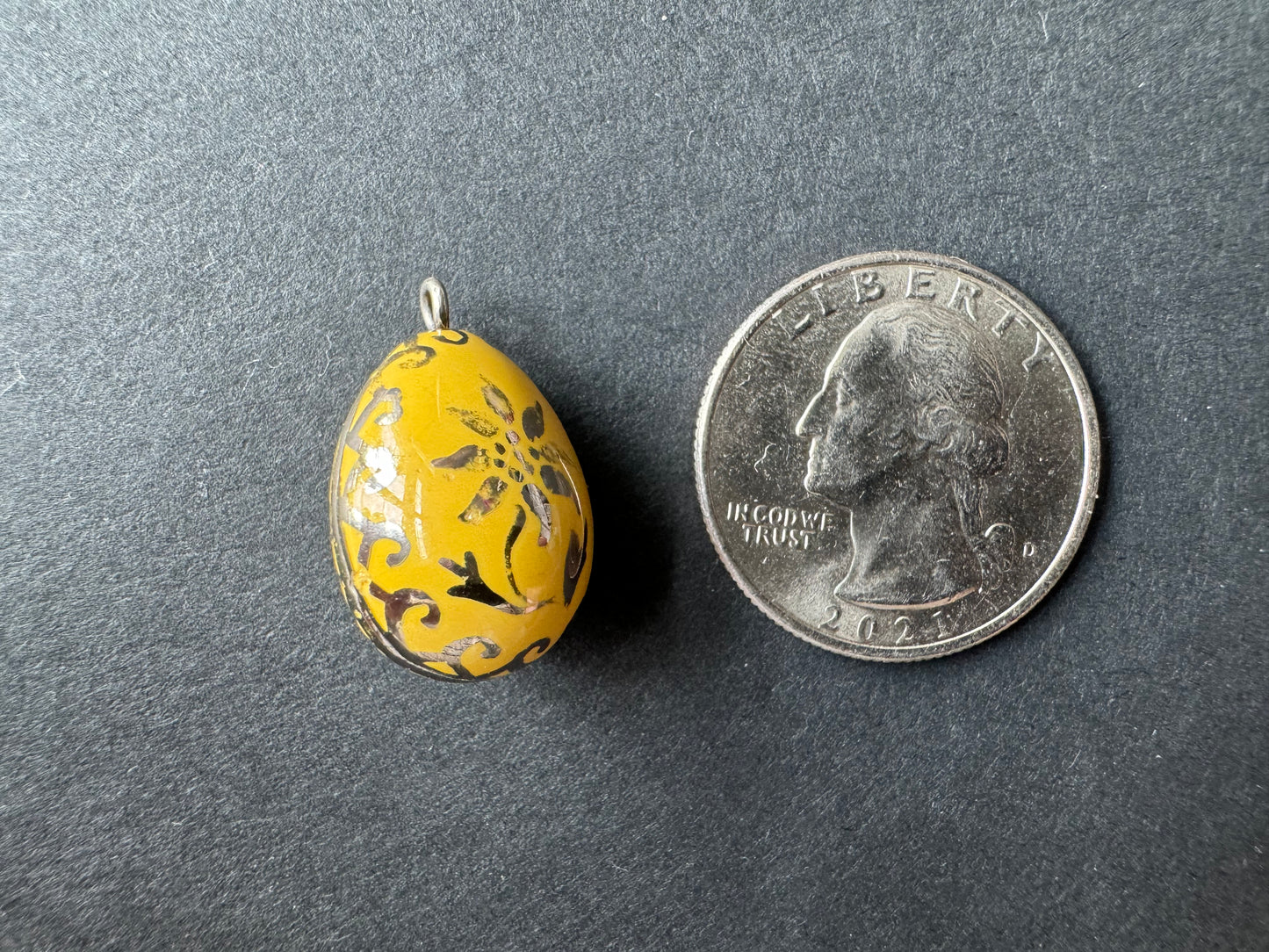 Yellow Enamel and Gold Egg Charm