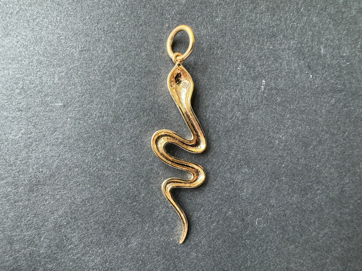 Gold Snake Charm with Diamond Eyes 14k