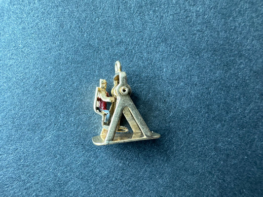 Person Swinging 14k and Enamel Charm