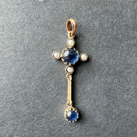 Edwardian Seed Pearl and Star Sapphire Pendant