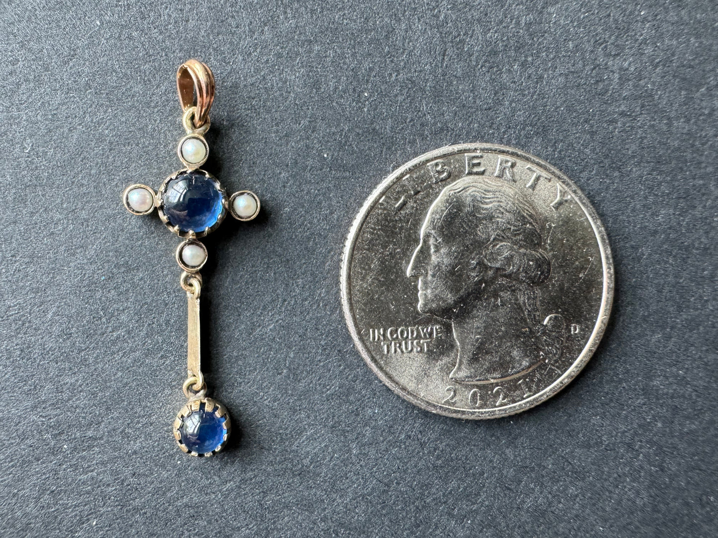 Edwardian Seed Pearl and Star Sapphire Pendant