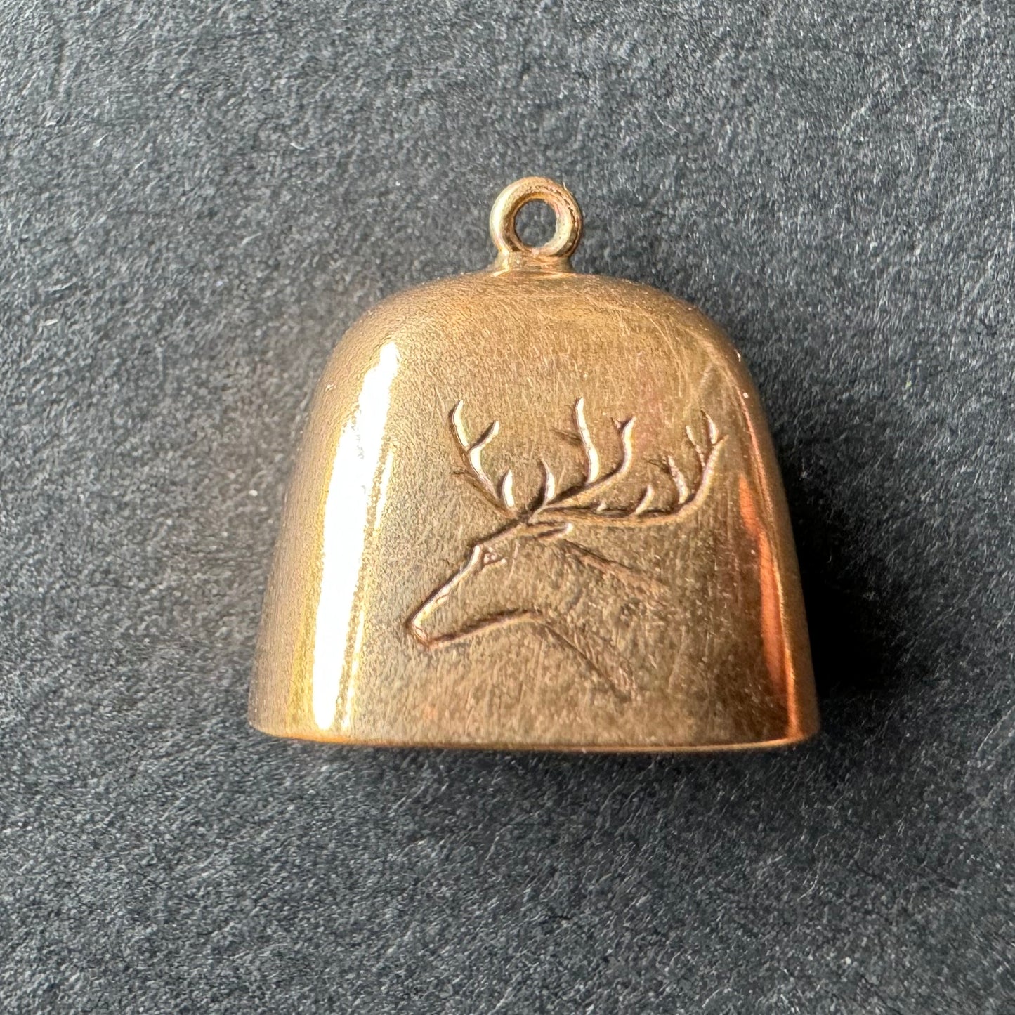 Small Gold Reindeer Bell Charm