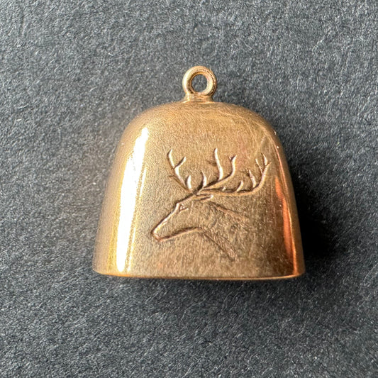 Small Gold Reindeer Bell Charm