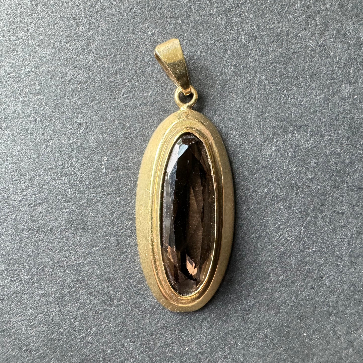 Oval Gold and Smoky Quartz Pendant