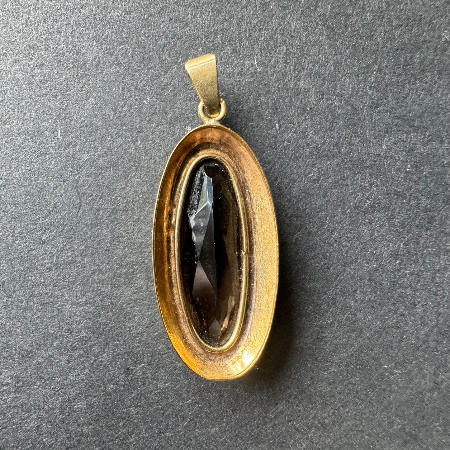 Oval Gold and Smoky Quartz Pendant