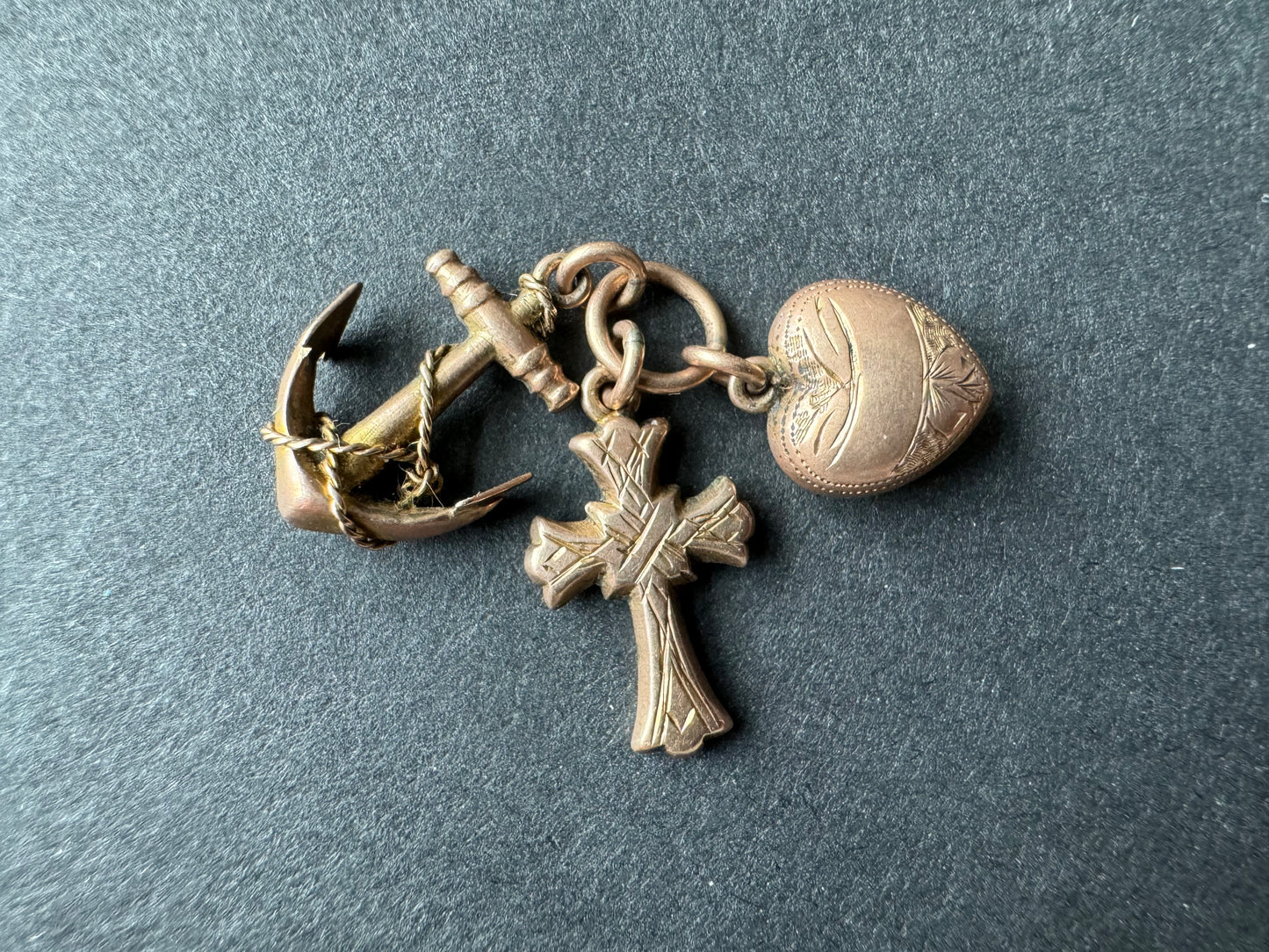 Gold Faith Hope and Charity Charms