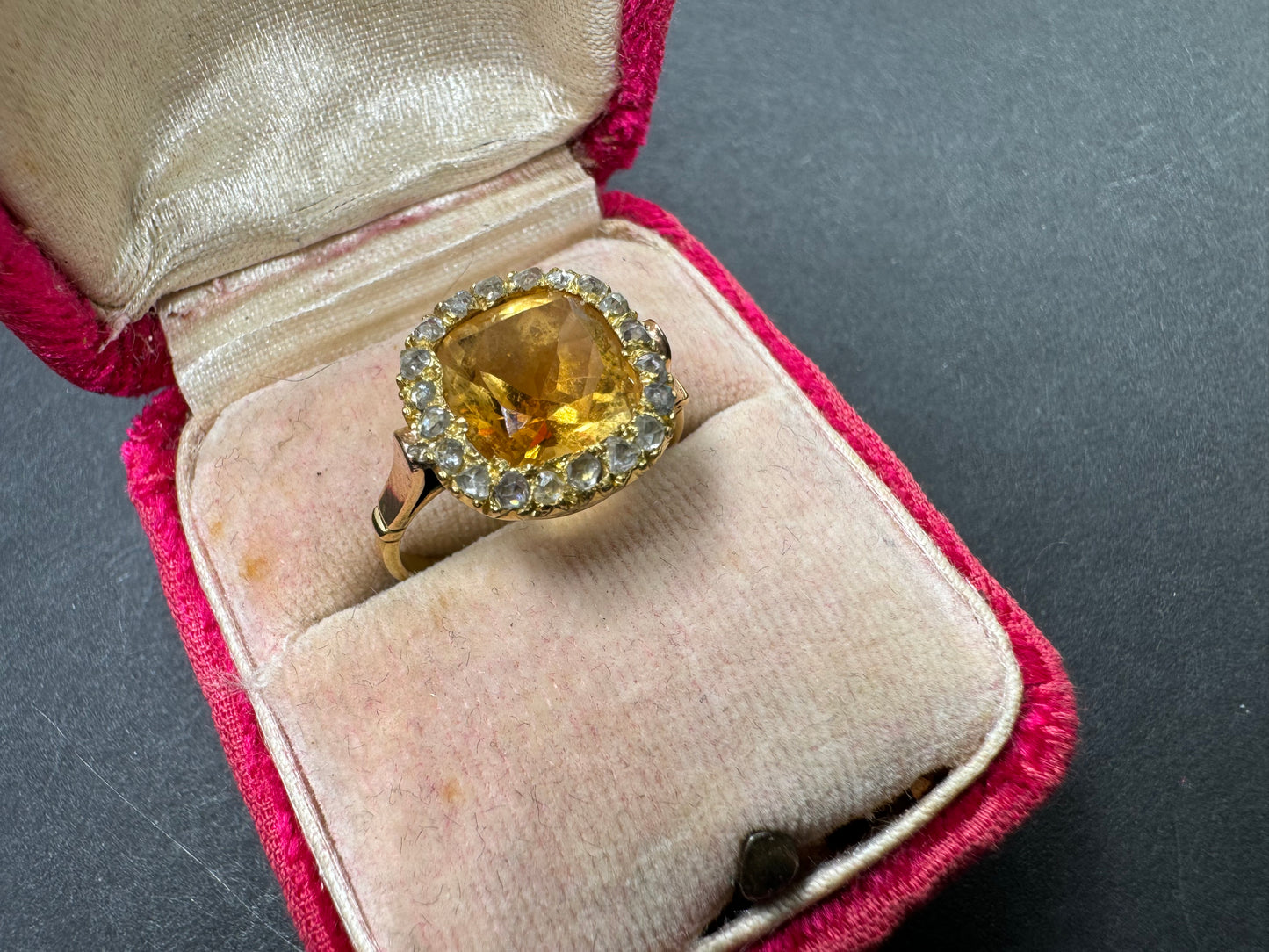 18k Citrine Ring with French Cut Diamonds