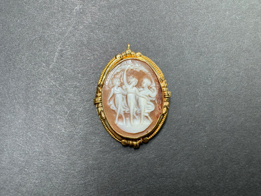14kt 3 Muses Cameo Pendant