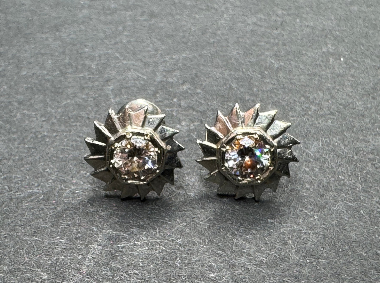 14k Transitional Cut Diamond Star Earrings