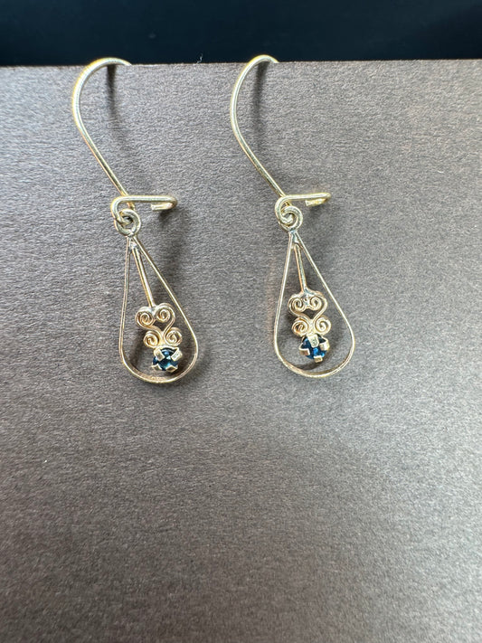 Vintage 14k + Sapphire Dangle Earrings