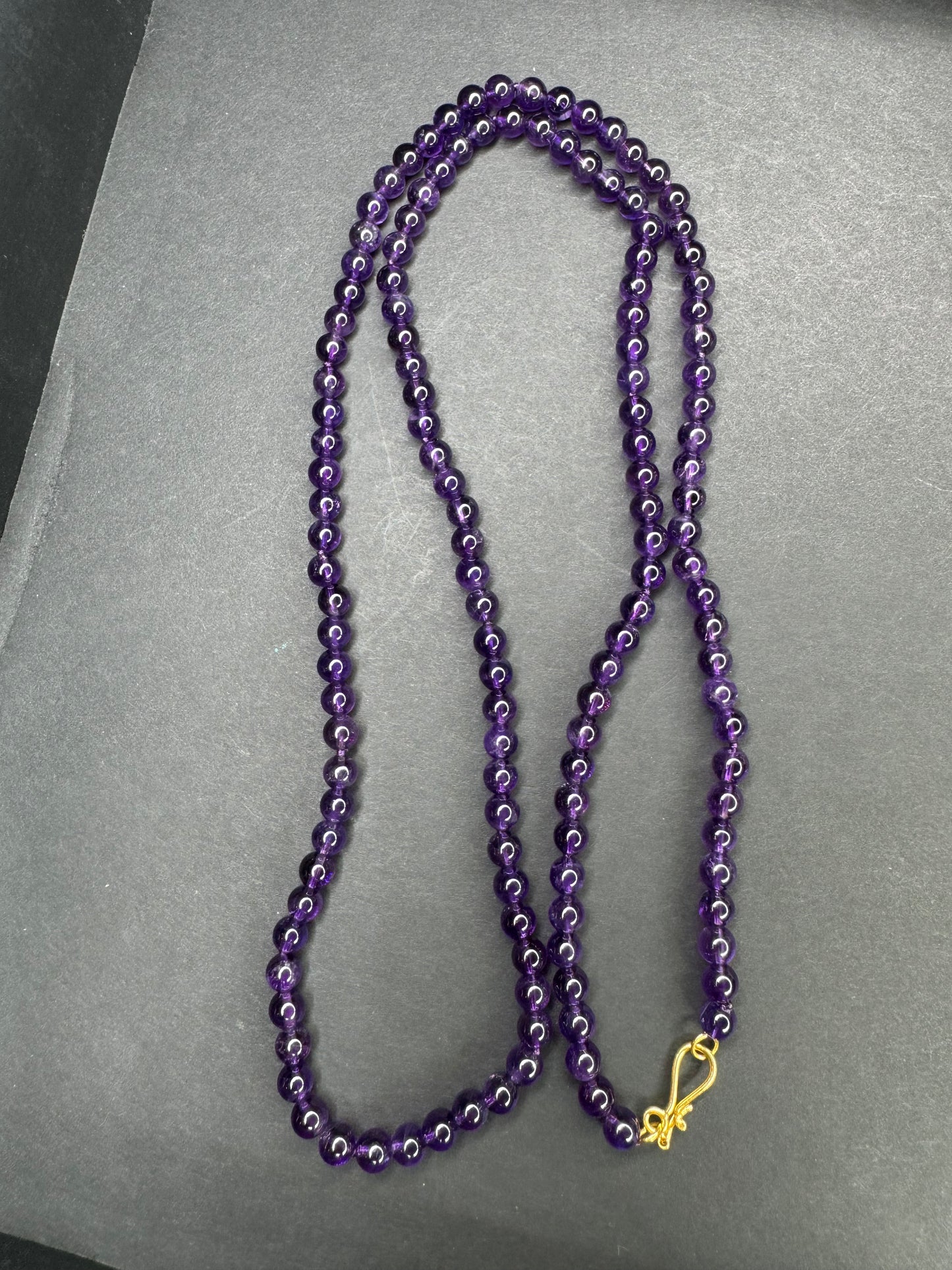 18k Charm Clasp on Amethyst Necklace
