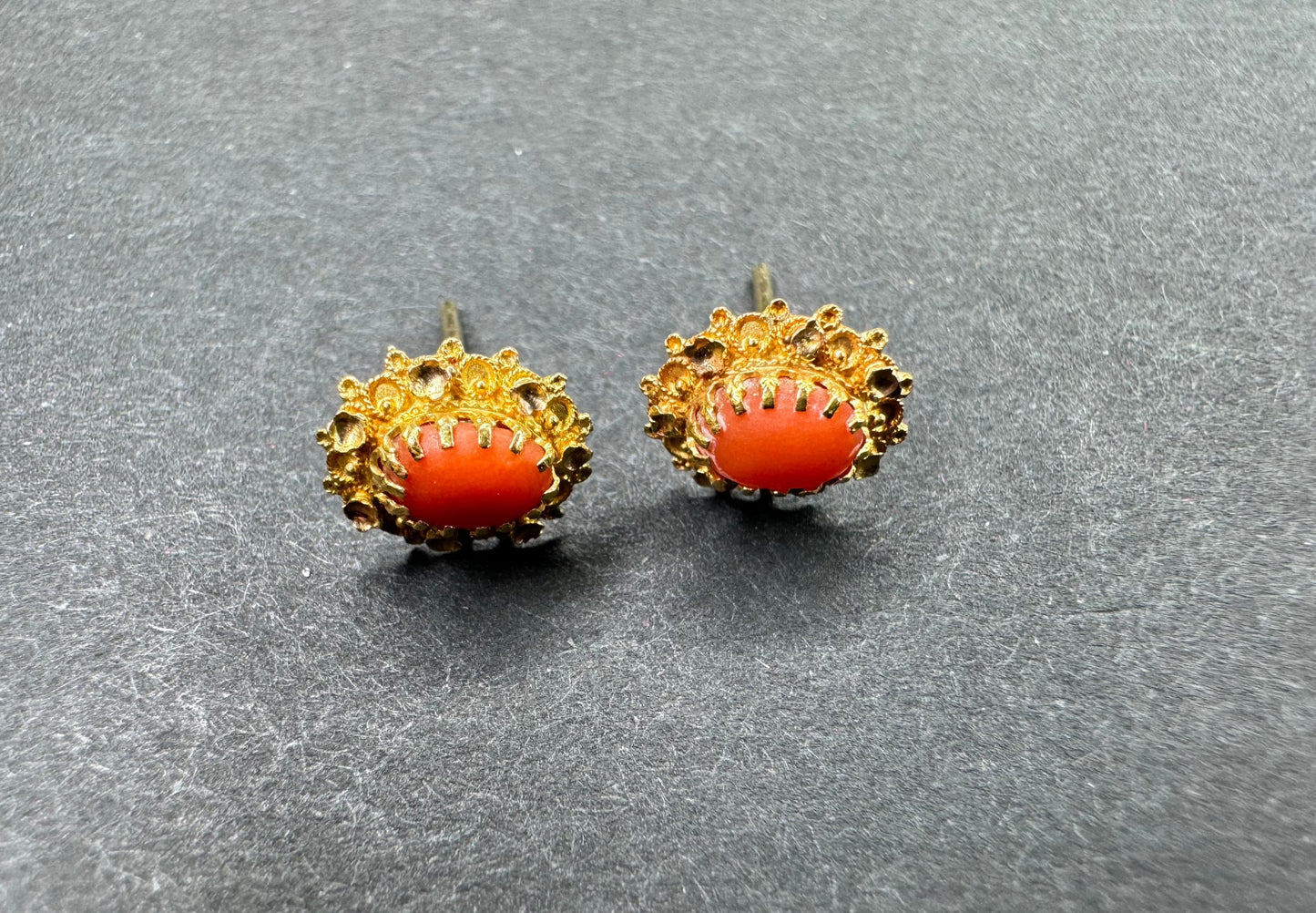 Antique Dutch 14k Coral Earrings