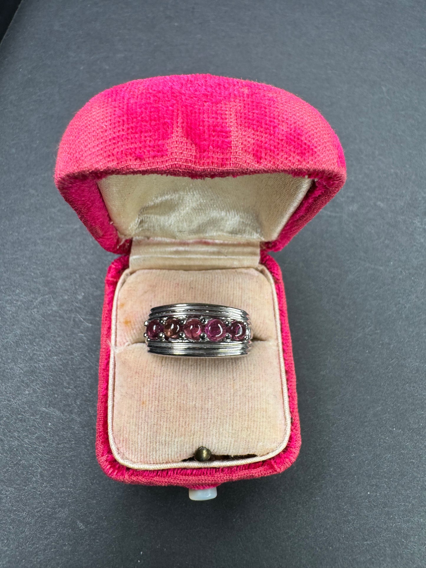 Midcentury Sterling Garnet Ring