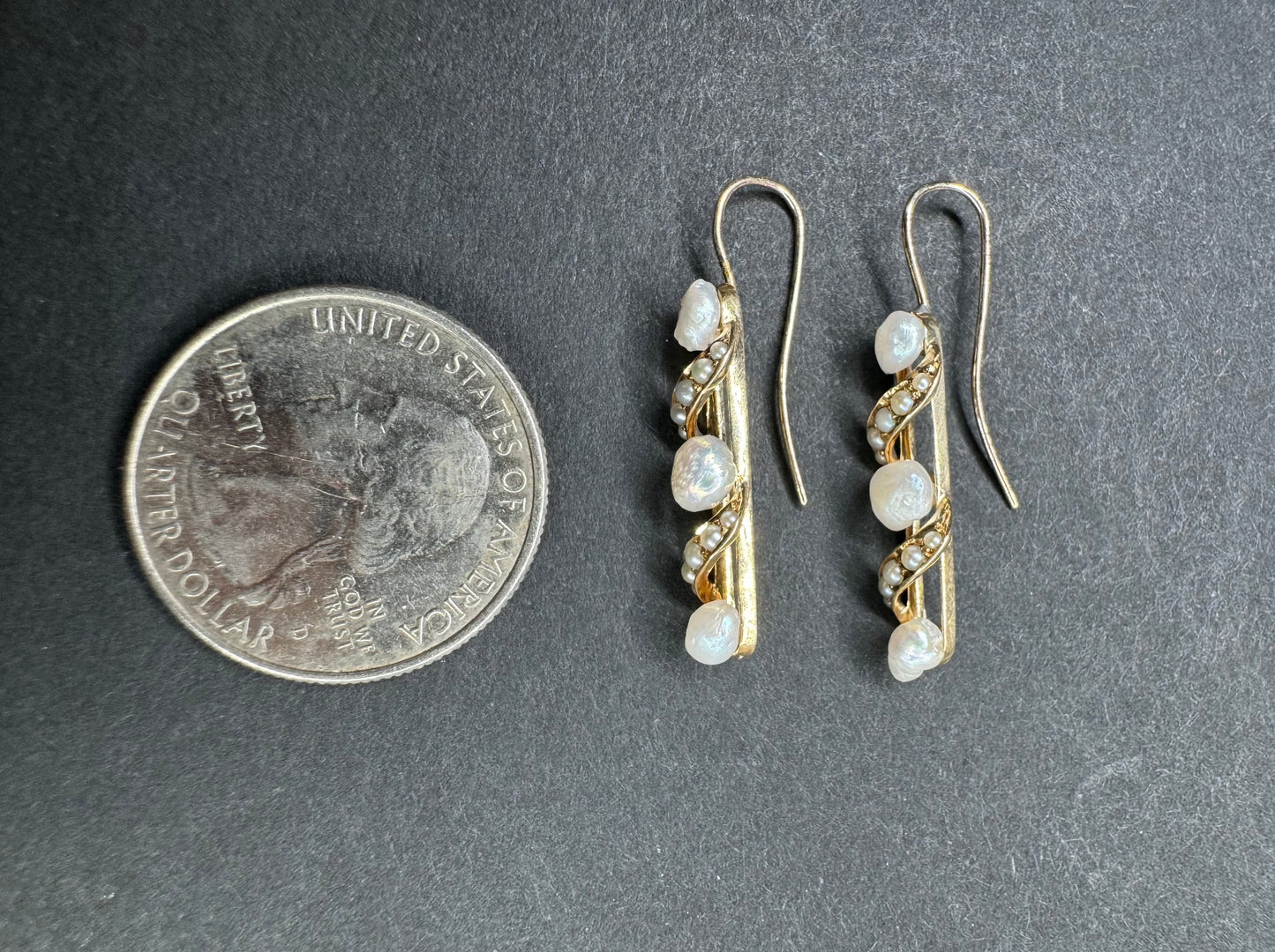 14kt Natural Pearl Earrings Converted From Brooch