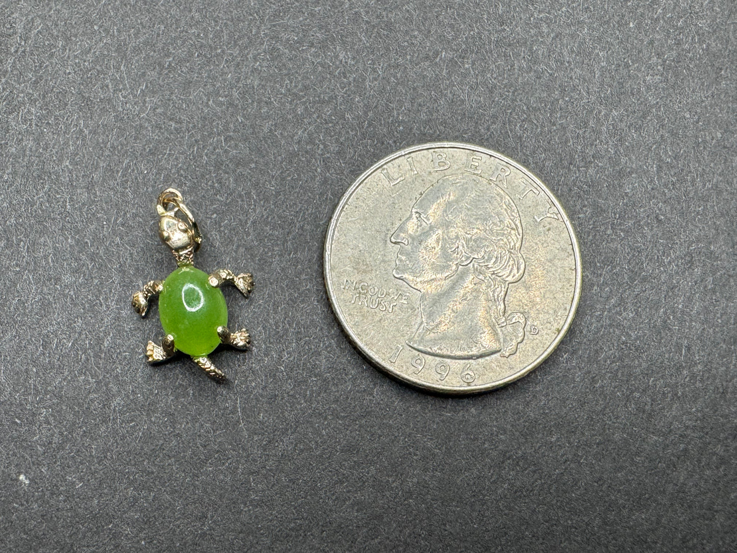 14k Jade Turtle Charm