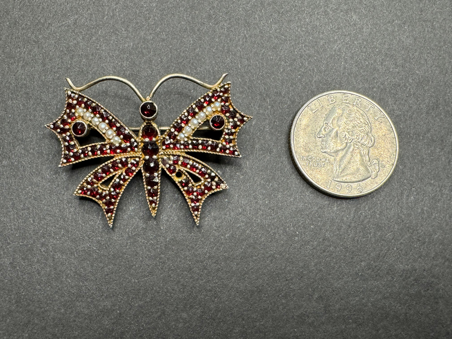 Garnet and Pearl Butterfly Brooch Circa 1930