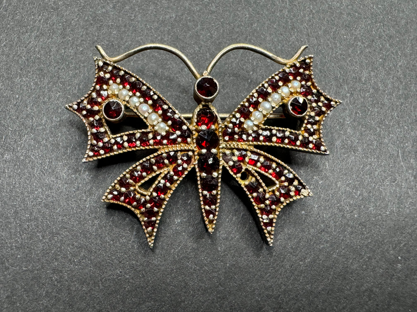 Garnet and Pearl Butterfly Brooch Circa 1930