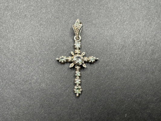 Dutch Silver & Rose Cut Diamond Cross