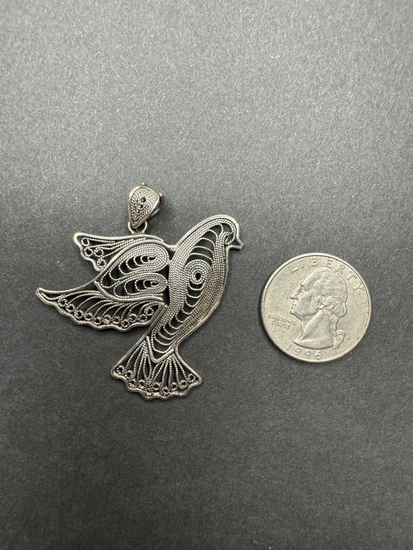 Sterling Wire Work Dove Pendant