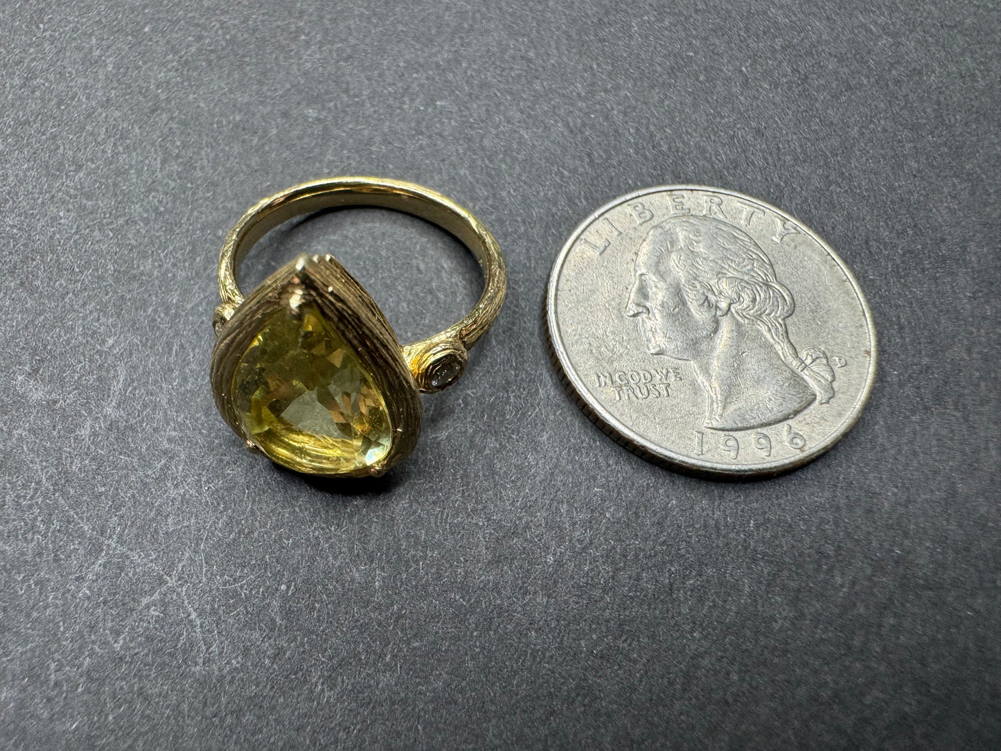 14k Lemon Citrine & Diamond Ring