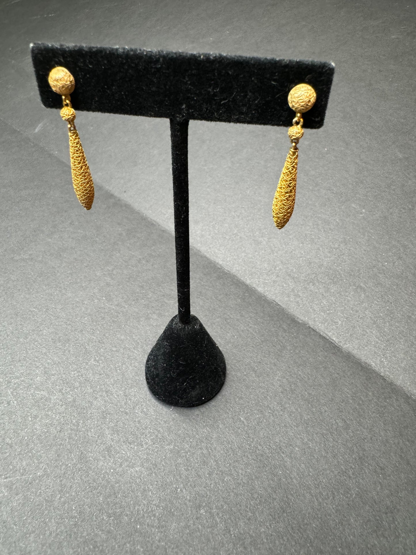 14k Antique Gold German Drop Earrings