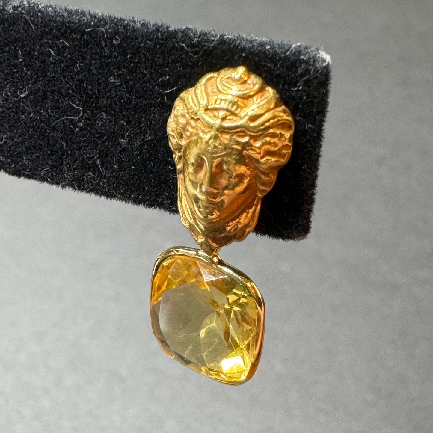 14k Antique Citrine Goddess Earrings