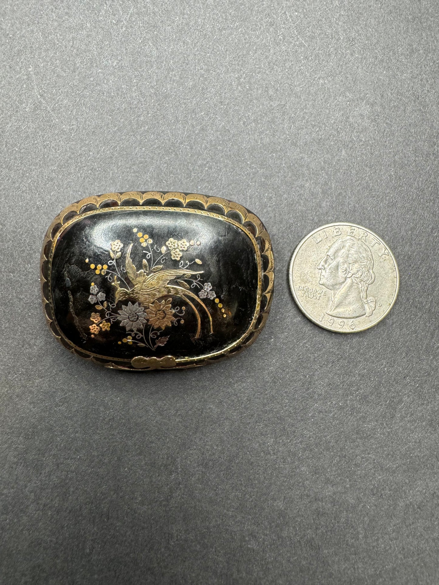 Plique Work Tortoise Shell Brooch