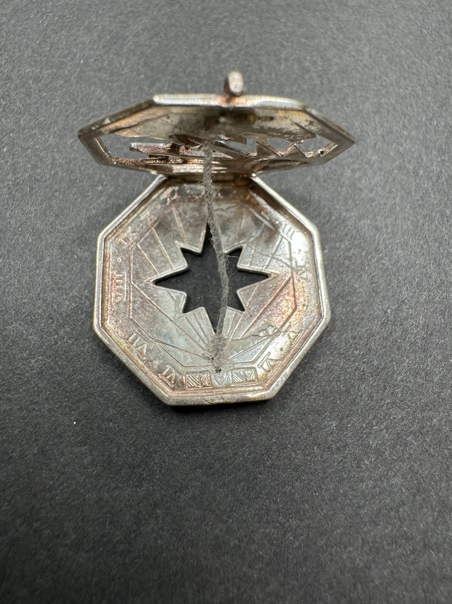 Vintage Sterling Sundial Pendant