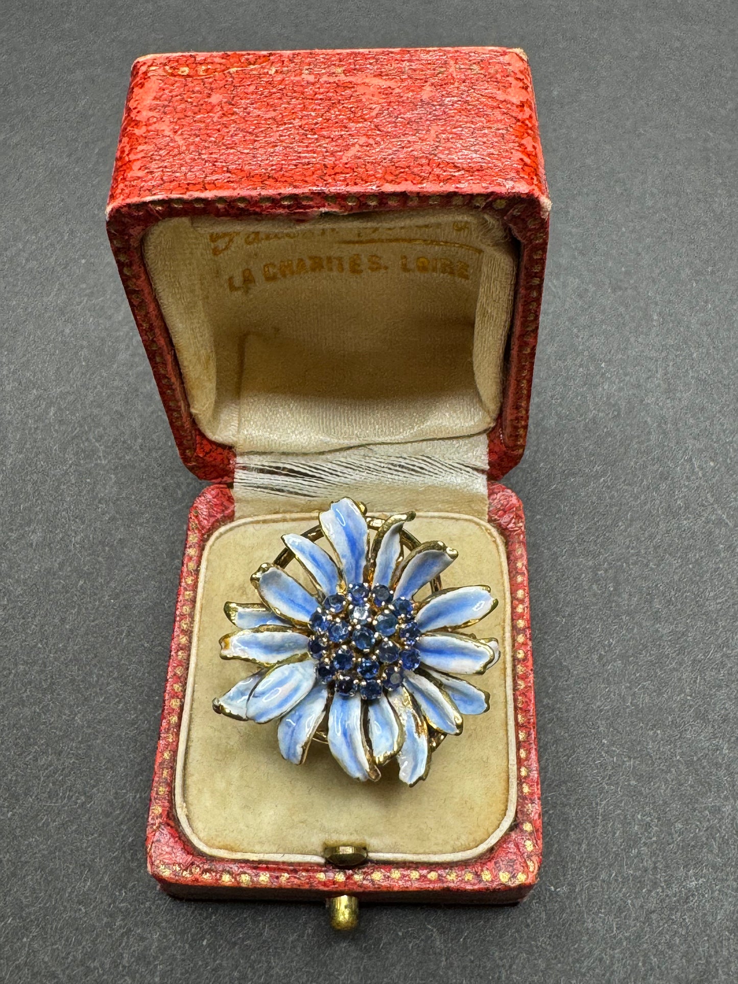 14k Blue Enamel Flower Ring