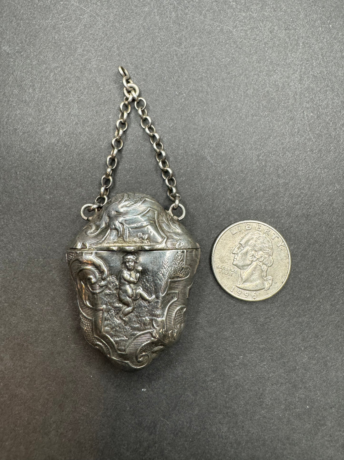 Repousse Dutch Silver Hanging Locket