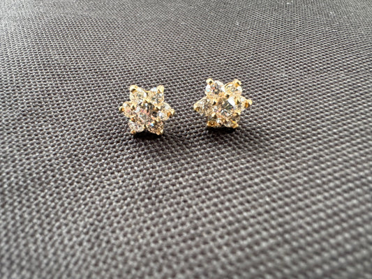 14k Cluster Diamond Earrings