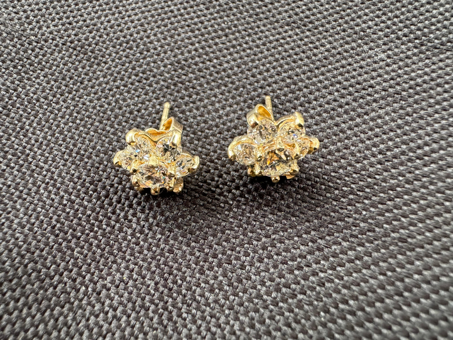 14k Cluster Diamond Earrings