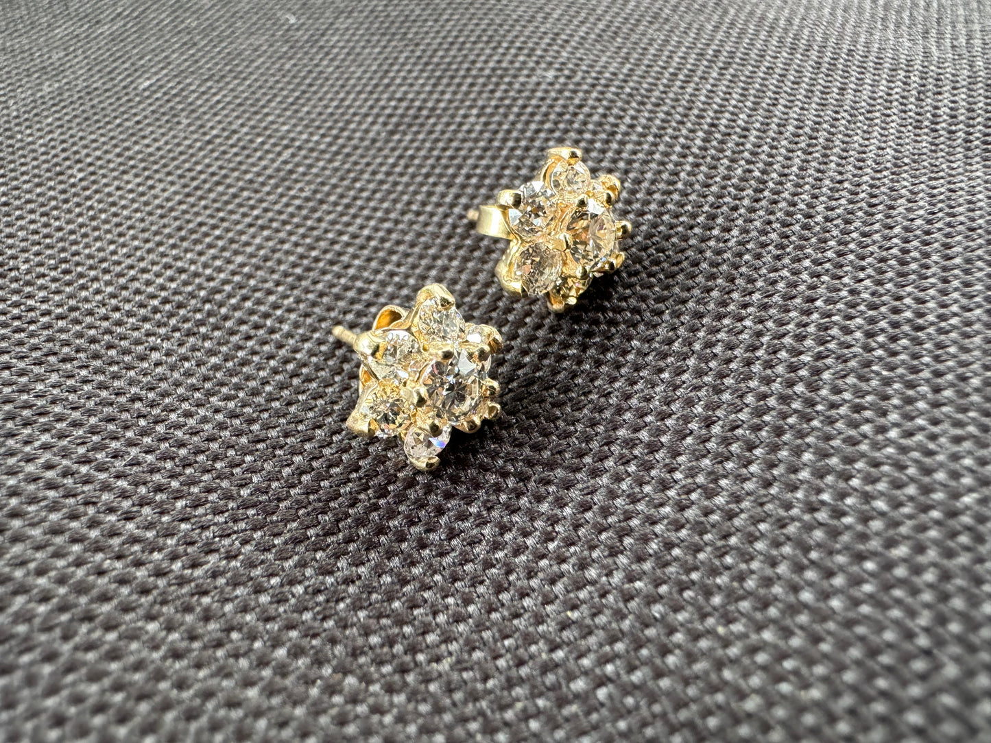 14k Cluster Diamond Earrings