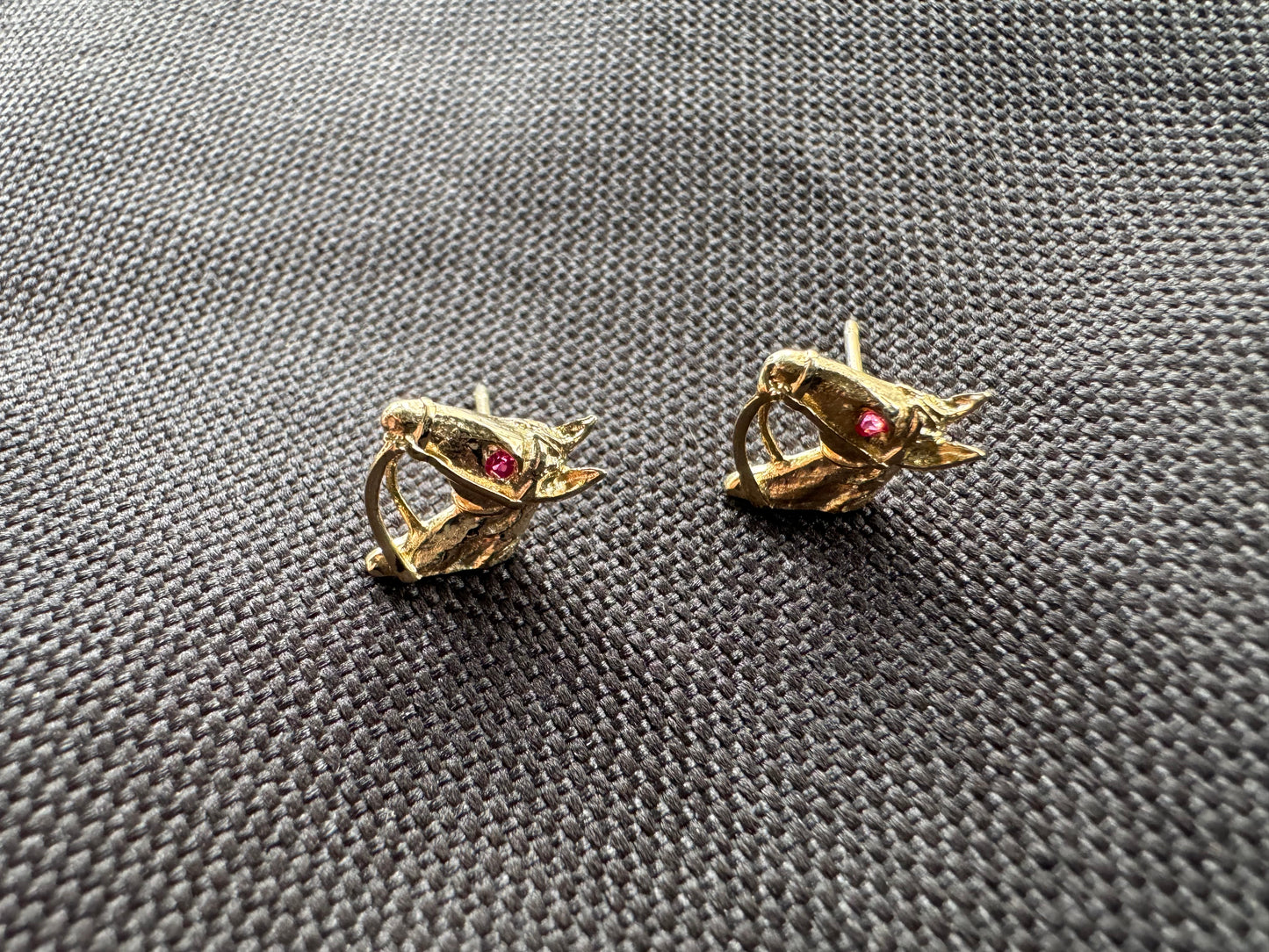 15k Ruby Horse Head Stud Earrings