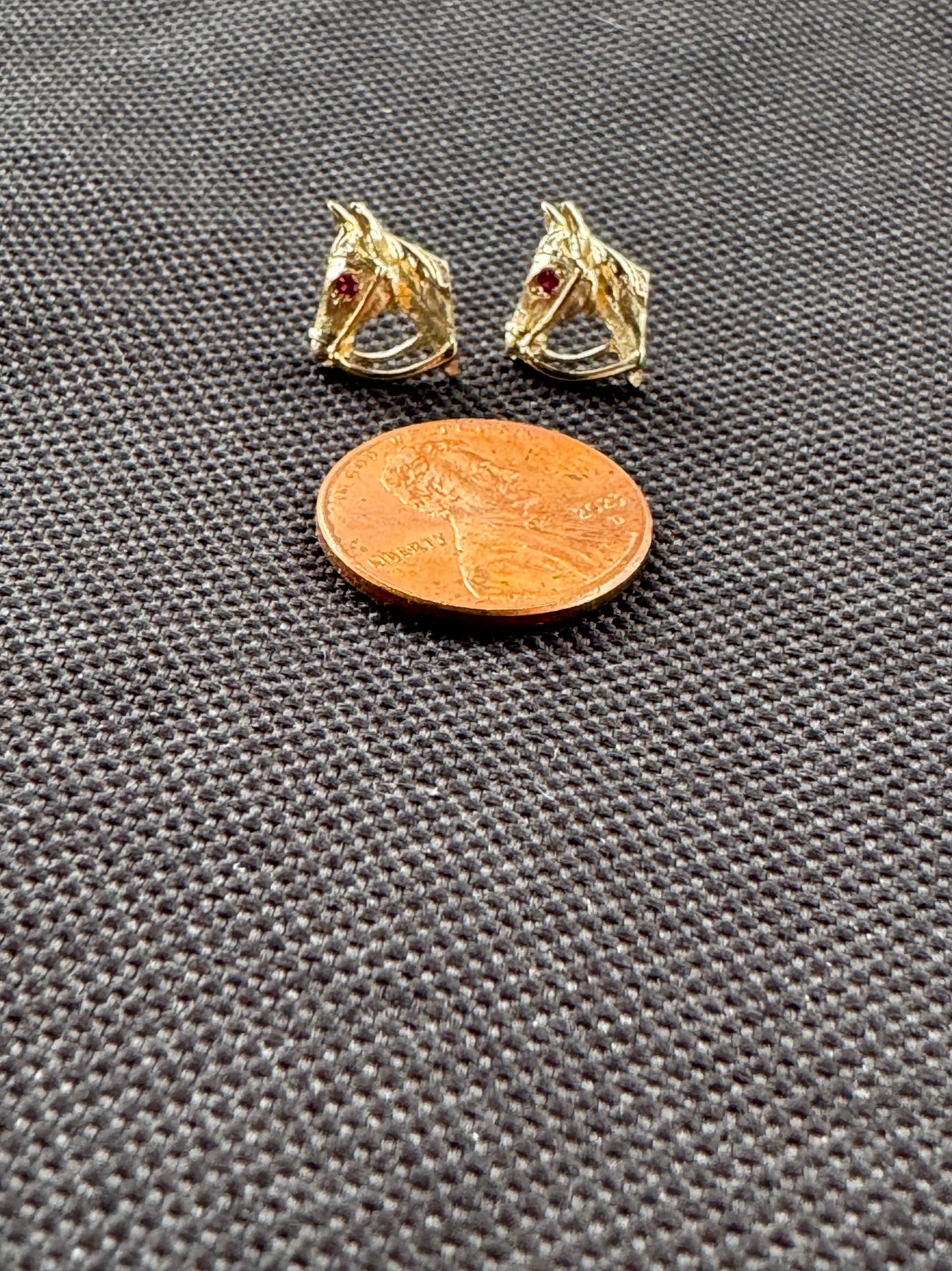 15k Ruby Horse Head Stud Earrings