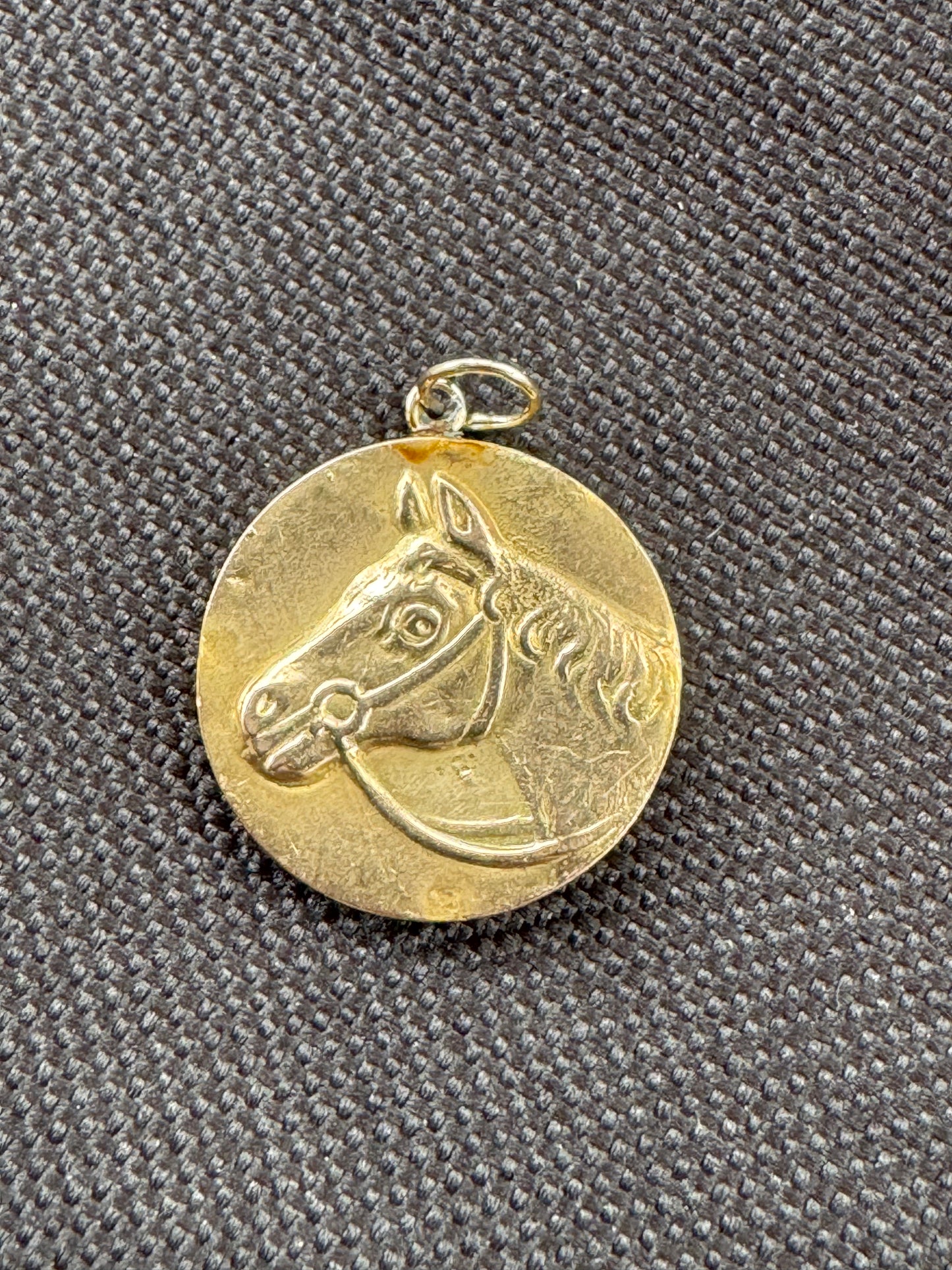 14k French Horse Repousse Pendant