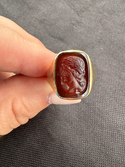 14k Carnelian Intaglio Ring