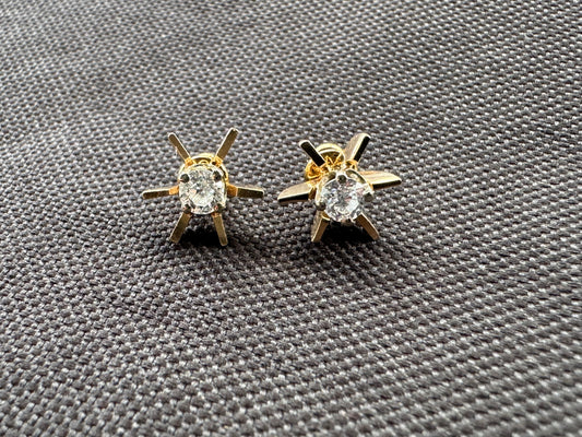 1950s 14k Diamond Starburst Earrings