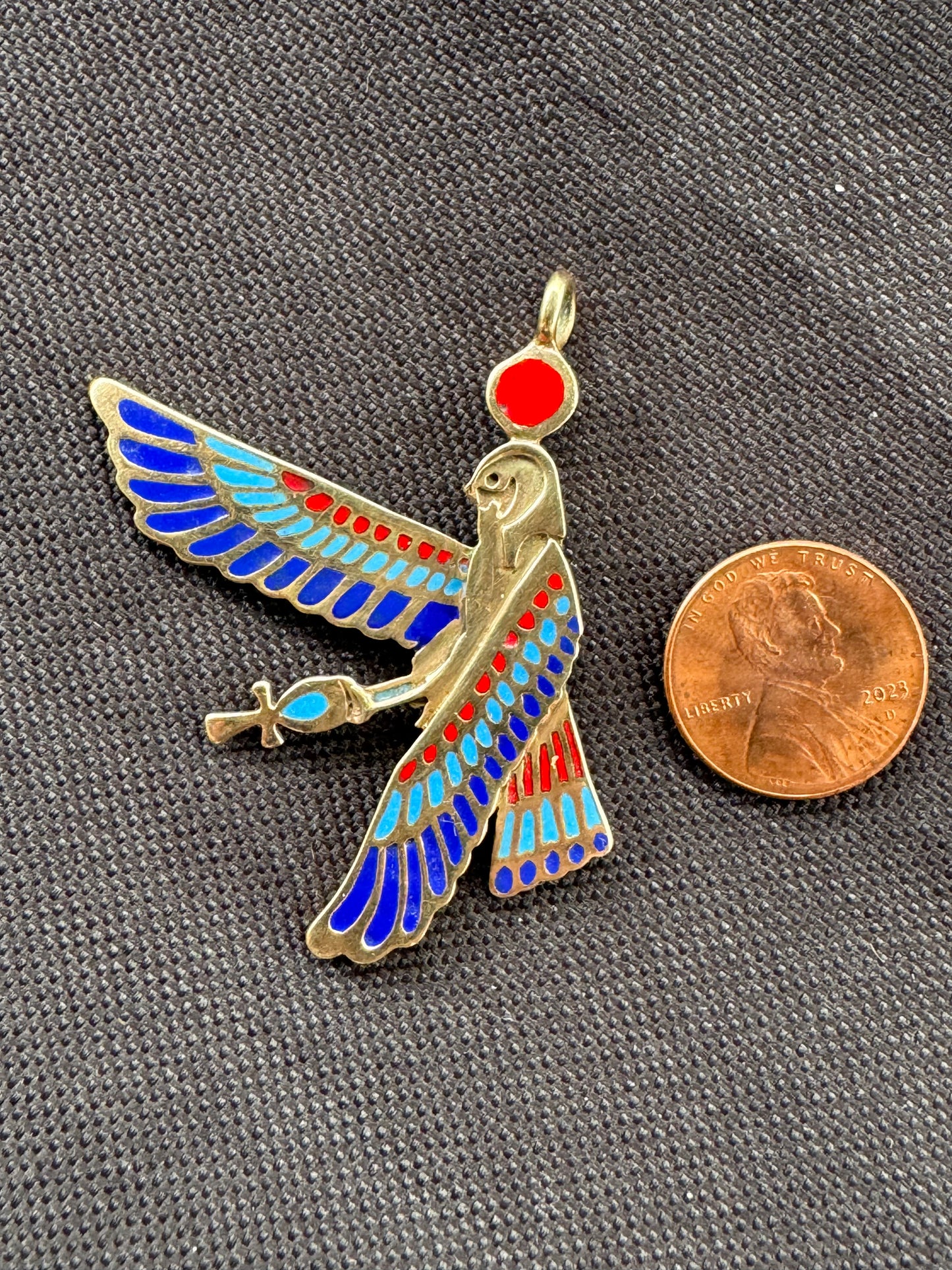 18k Enamel Ra Egyptian Goddess Pendant